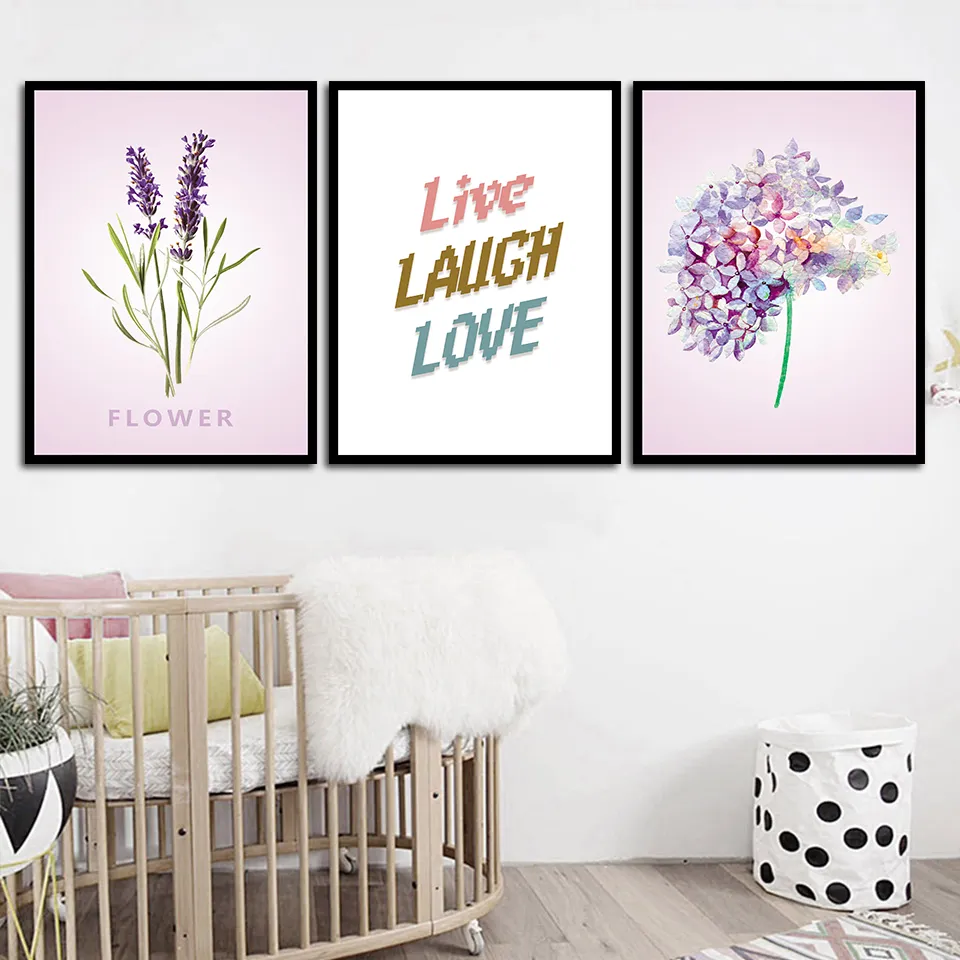 LIVE LAUGH LOVE FLOWER 3p KIT Canvas Painting Modern Home Decoration Living Room Bedroom Wall Decor Picture