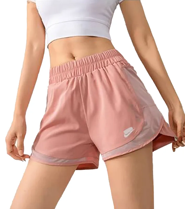 Frauen elastische Shorts Mesh Yoga Jogginghose Casual Laufen Jogging Fitness atmungsaktive kurze Gym Outdoor Sport Hosen mit Tasche