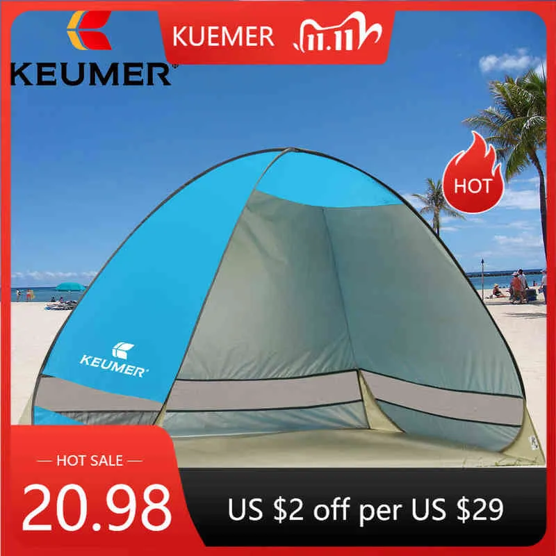 Tenda da spiaggia automatica Protezione UV Tenda pop-up Tenda da sole Tenda da campeggio turistica KEUMER da viaggio H220419