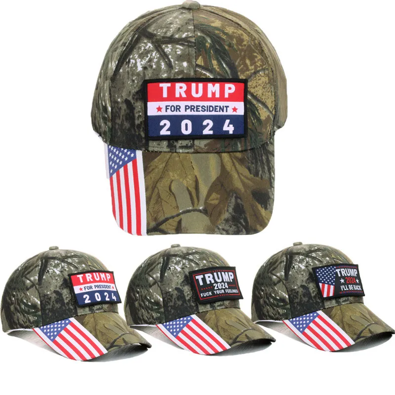 Trump Camouflage Baseball Hat With Badge Patch TRUMP 2024 Cotton Breathable Cap