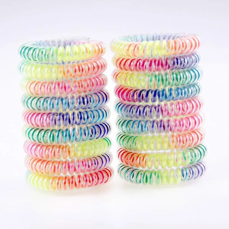 Kids Girl Colorful Telephone Wire Hair Tie Girls Elastic Hairbands Ring Rope Bracelet Stretch Scrunchy Fashion Accessories