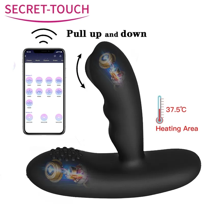 App per massaggi per adulti Massaggiatore per la prostata Vibratori Anale Butt Plug vibrante Riscaldamento Uomini Giocattoli wireless per coppie Silicone Maschio Adulto Homo Remote