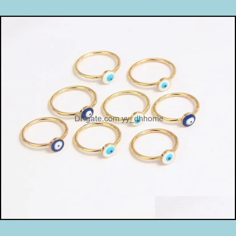 8pcs/set Gold Evil Eye Ring For Women Punk Jewelry Sterling Party Fashion Wedding Girl Lover Bague Femme Classic Rings Jewelry