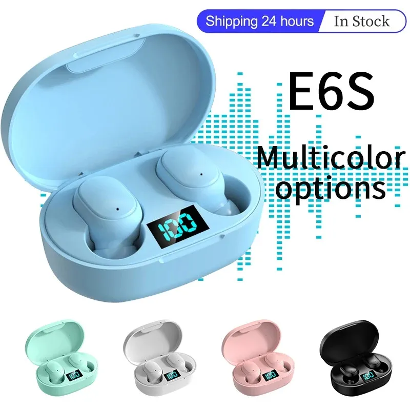 E6S E7S TWS FONE BLUETOOTH EARPHONES 무선 헤드폰 스포츠 헤드셋 Samsung Xiaomi Redmi 모든 스마트 폰을위한 마이크 핸즈프리 이어 버드