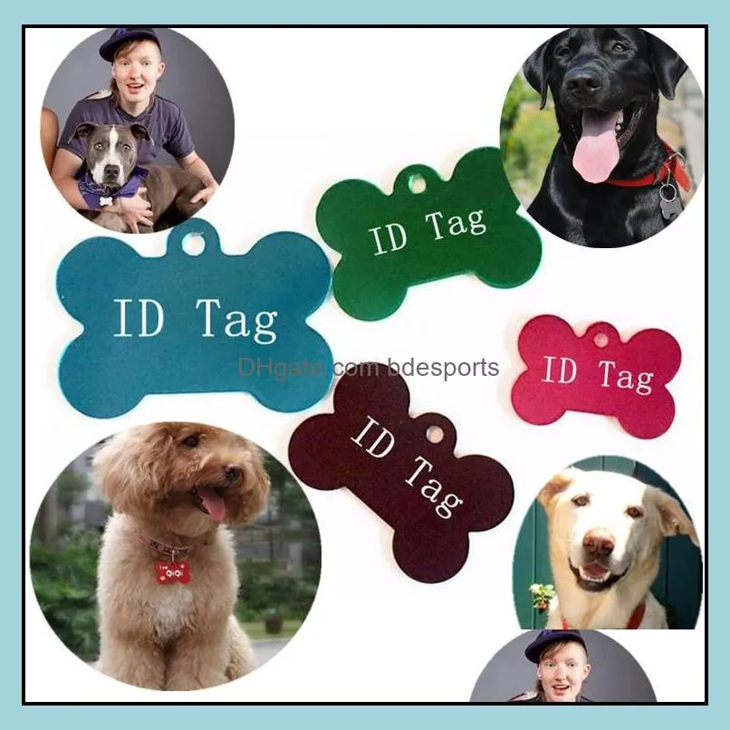 100 Pz/lotto Colori Misti Dog Tag Doppi Lati A Forma di Osso Tag Id Personalizzati Gatto Personalizzato Nome Dell'animale Domestico Numero di Telefono Carta di Consegna di Goccia 2021 Tag