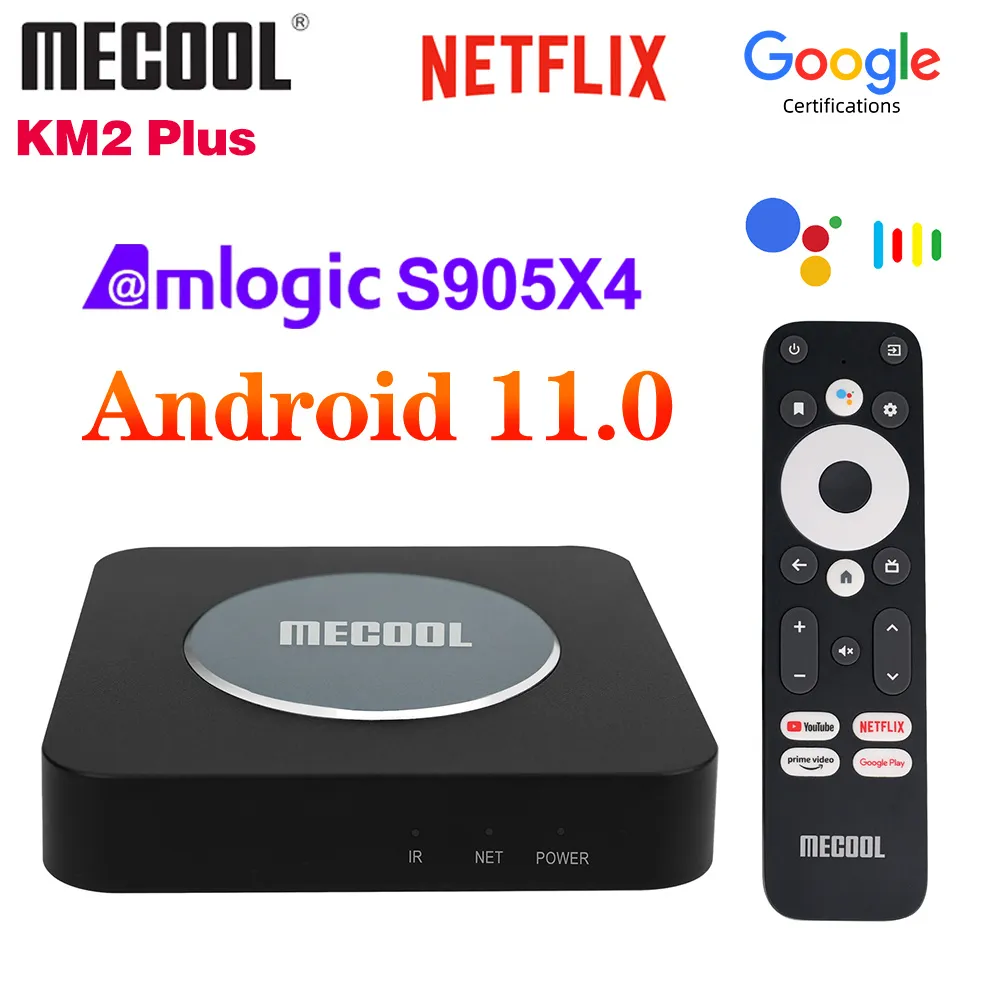 Mecool KM2 Plus Android TV Box 4K Amlogic S905x4 2G DDR4 Ethernet WiFi Multi-Streamer HDR TVBoxホームメディアプレーヤー