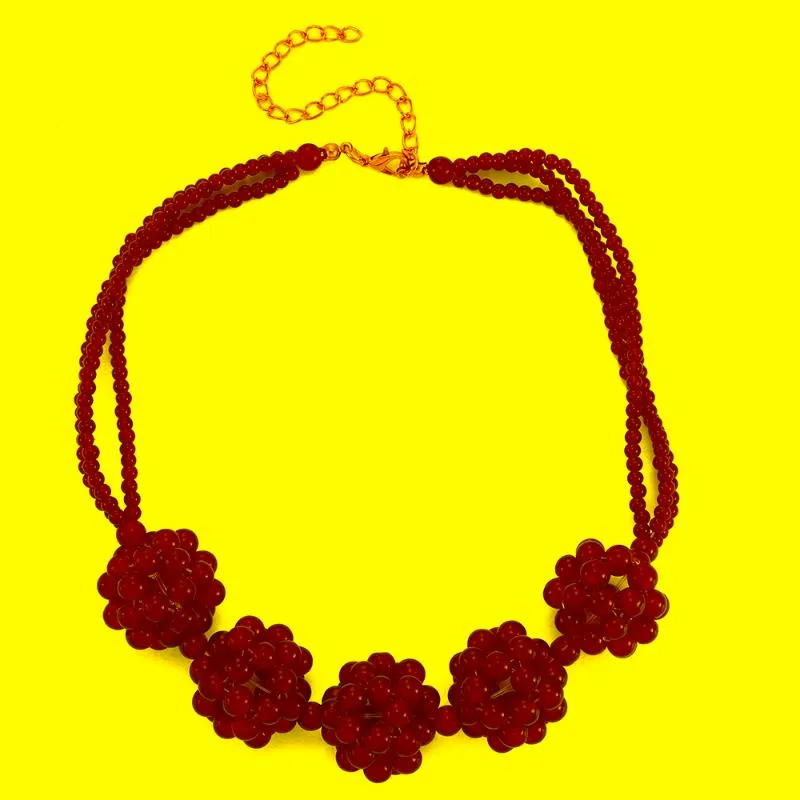 Chokers ZTech Eleganckie czerwone koraliki Kulka Czysta ręczna łańcuch Choker Naszyjnik dla kobiet Kołnierze Wedding Party Instument Hurtownia biżuterii