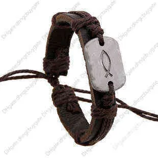Smycken rakt handvävt läderarmband punkhide armband