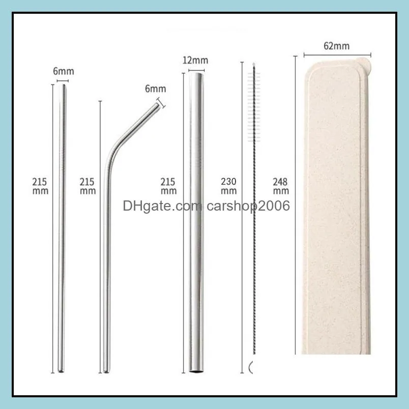 cup straws 3 1 set colored metal straws eco 304 stainless steel straws drinking plastic box packing