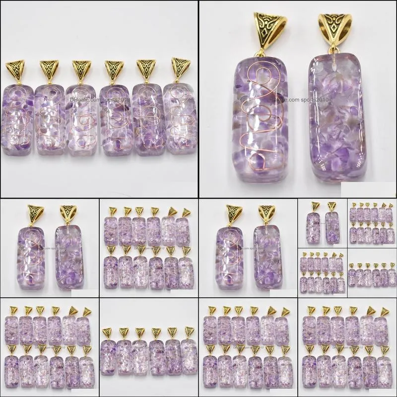 41x17x11mm retro amethyst natural stone charms pillar pendant wholesale diy necklace jewelry making sports2010