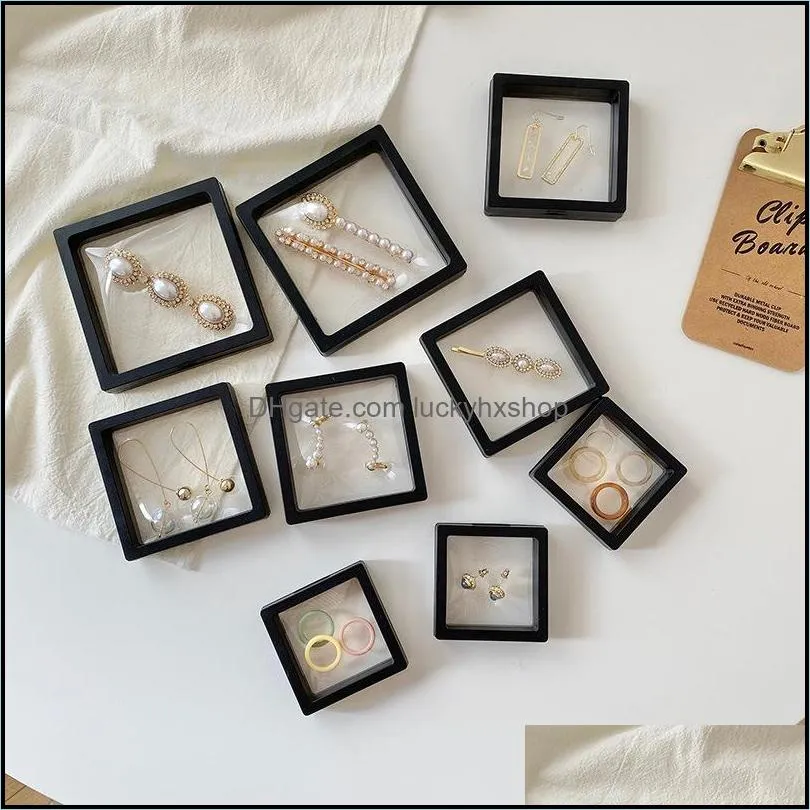 5/10Pcs 3D Floating Picture Frame Shadow Jewelry Box Display Stand Ring Pendant Holder Protect Jewelry Stone Presentation Case