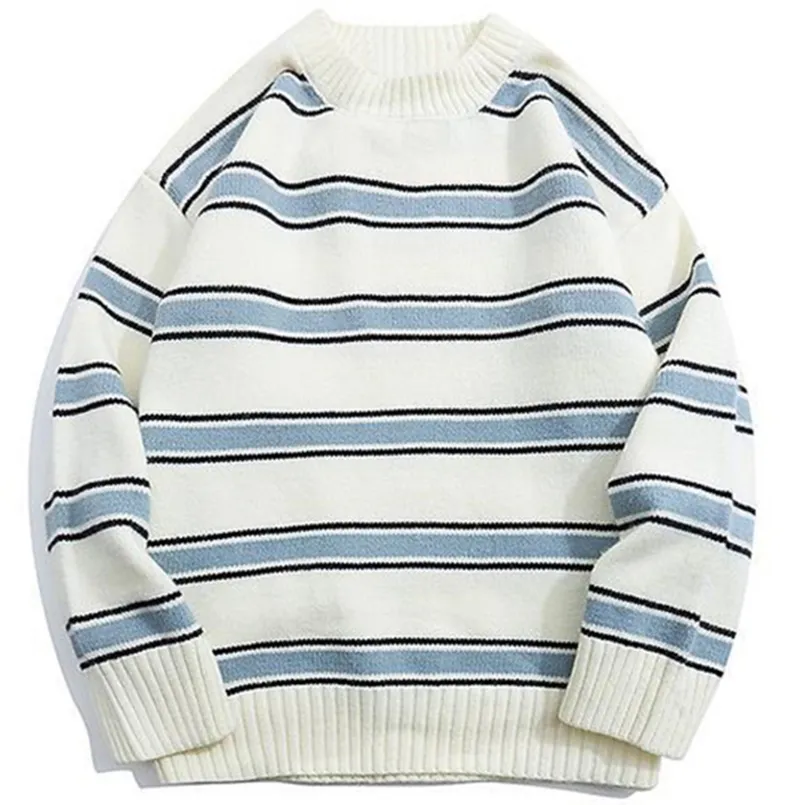 Men's Sweaters Striped Harajuku Oversized Sweater Autumn Japanese Style 220823