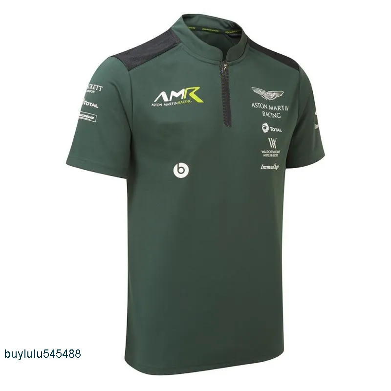 2023 New Summer F1 Formula One Team Men's Short Sleeve Polo Shirt for Aston Martin Mens Quick Dry Breathable Street Gear Casual