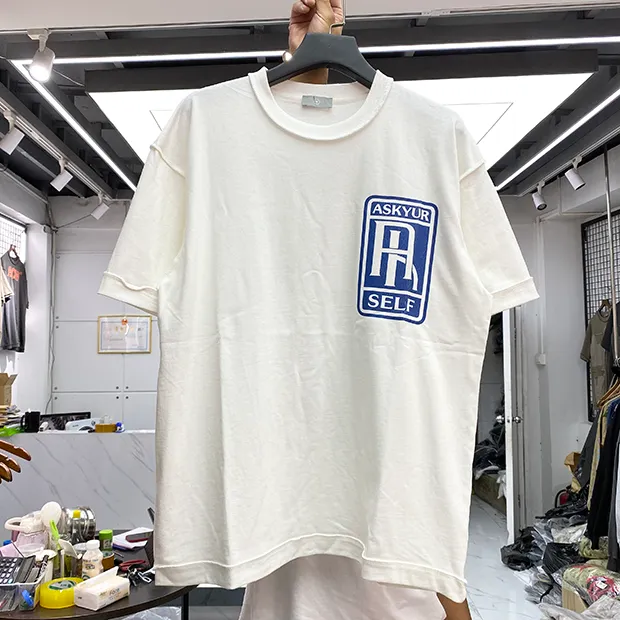 T-shirt bianca T-shirt vintage stampate da uomo in cotone T-shirt casual manica corta Foto reali