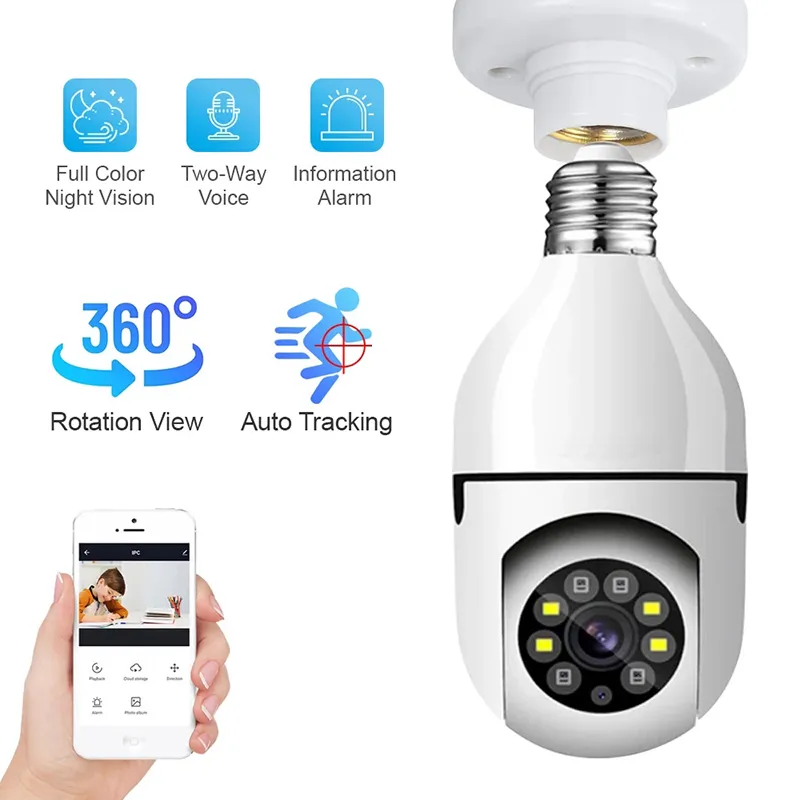 360 Degree Surveillance Camera Bulb - Panoramic Night Vision Home ...
