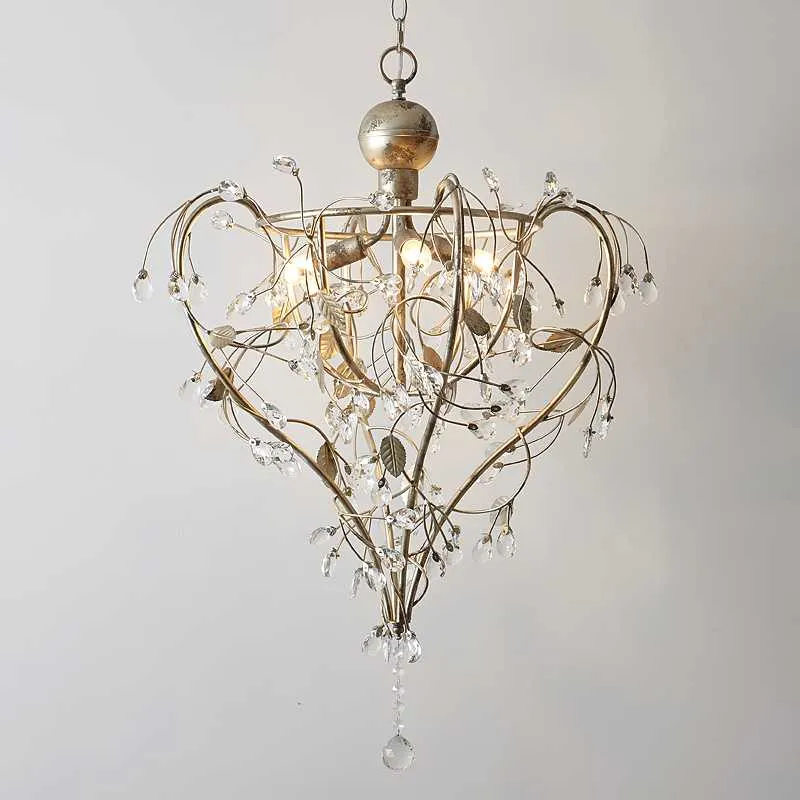 Lampes suspendues American Retro Old Craft Lustre Feuille Forme Salon Chambre El Crystal