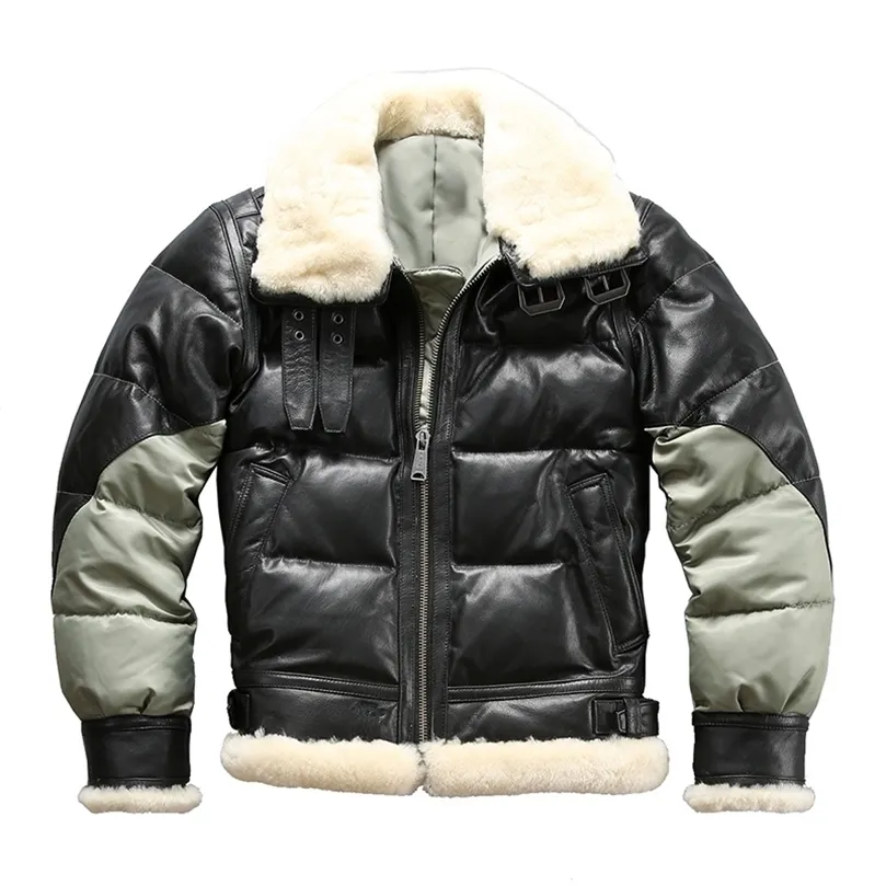 Ab3 Read Description Asian Size Super Cold Resisting Mens Genuine Goat Down Jacket Very Warm Sheep Skin Winter Leather Coat 201128
