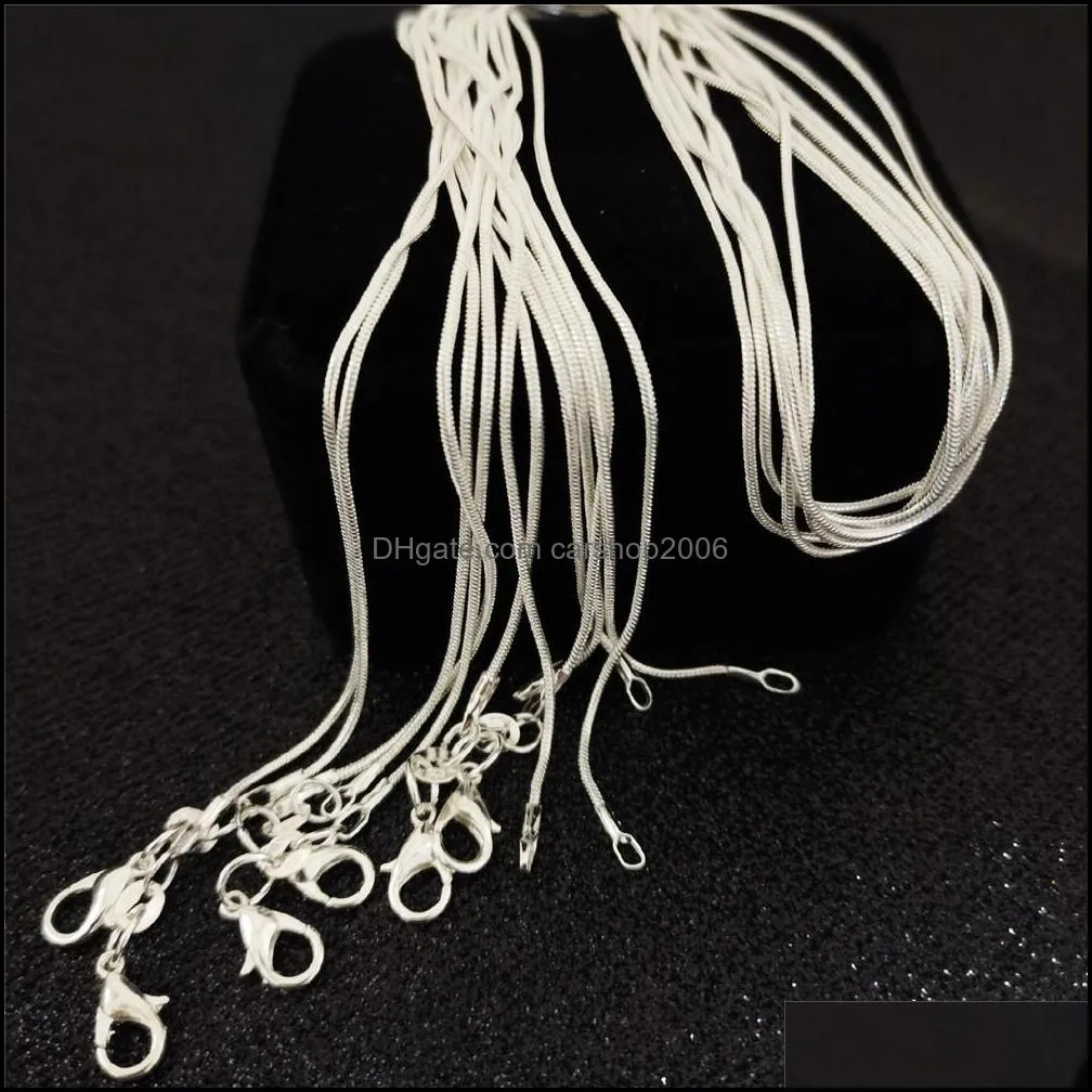 1mm 925 sterling silver plated smooth snake chains women necklaces jewelry size 16 18 20 22 24 26 28 inch wholesale