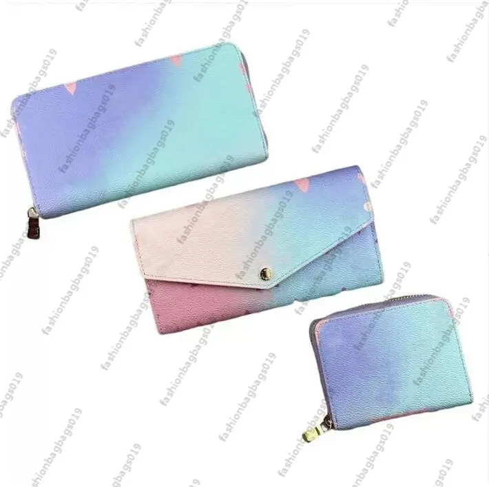 Zippy Wallet Bags M81340 M81388 M81276 시티 컬렉션의 스프링 더블 카드 슬롯 모노그램 Sunset Sunrise Pastel Coin Purses의 수영장 클러치 M81279 M81280