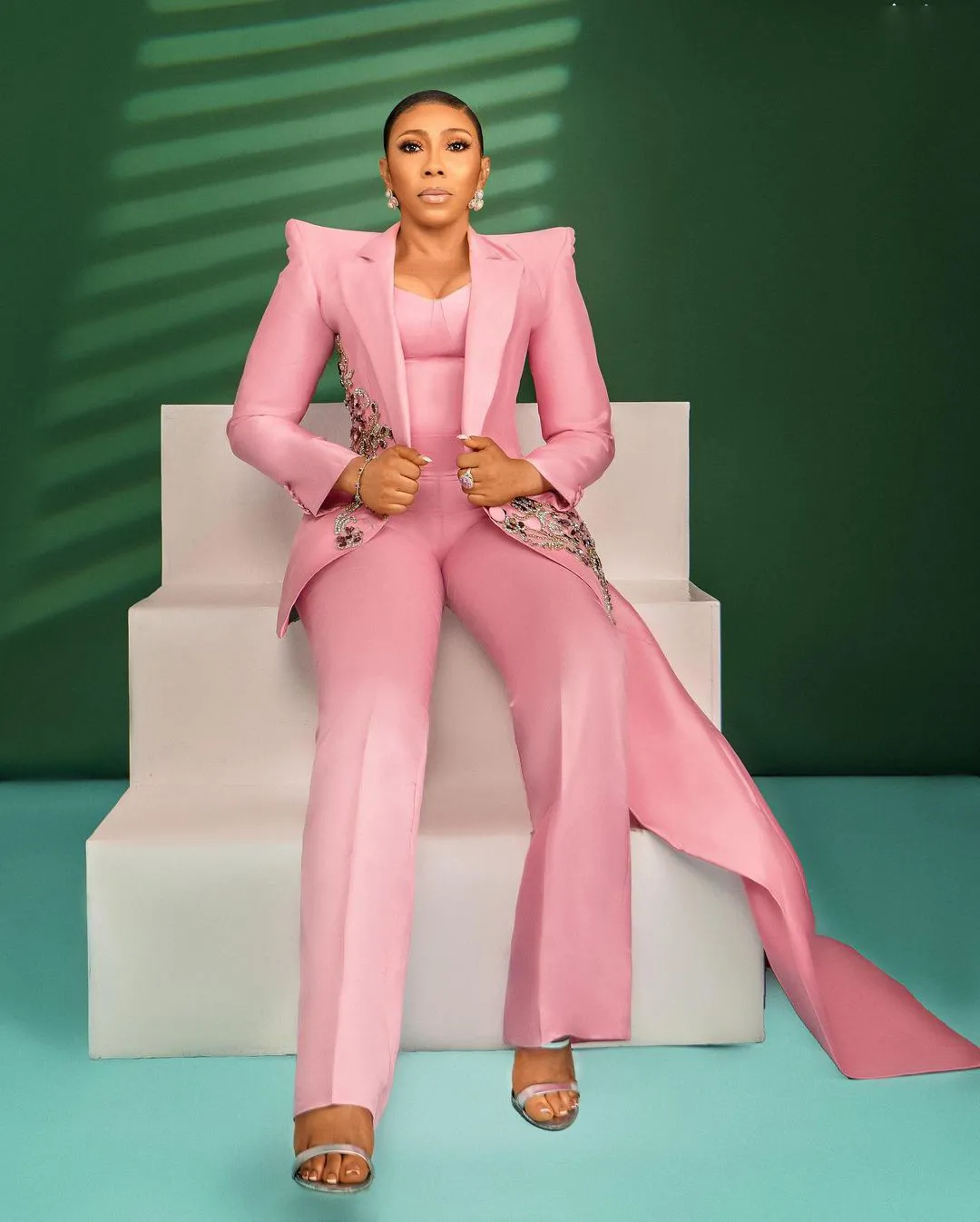 women's formal dress pant suits Sage Green Women’s 3-Piece Pant Suit – Formal dress suits for ladies 36 / 34 main image 1
