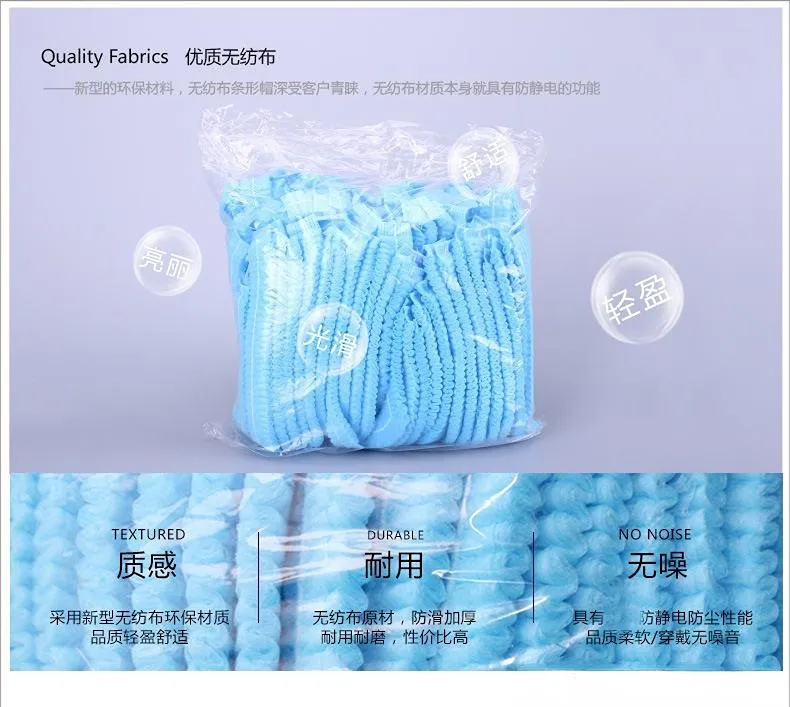 /Bag Disposable Salon Hair Hat Anti Dust Net Bouffant Cap Non-Woven Head Cover Elastic Cleaning Protect Hat Cap FY4024 sxa30