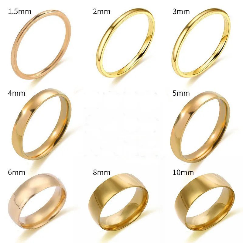 Titanium Steel Ring Lovers Simple Stainless Steel Jewelry 5mm 6mm 8mm Mix 5 To 12 100Pcs/Lot