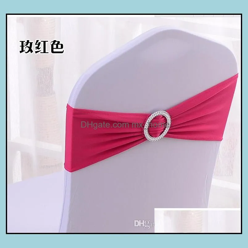 Spandex Lycra Wedding Chair Cover Sash Bands Wedding Party Birthday Chair buckle sashe Decoration Colors Available WT032