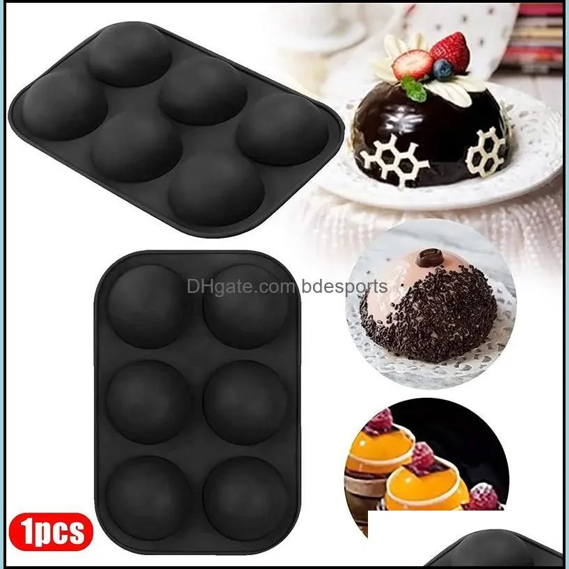 6 Holes Silicone Baking Mold for Baking 3D Bakeware Chocolate Half Ball Sphere Mold Cupcake Cake DIY Muffin Kitchen Tool GH1268