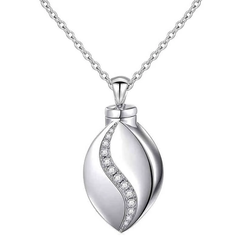 Roestvrij staal Nieuwe waterdrop Crematie Ashes Sieraden Crematie Ketting Memorial medaillon voor as Keep urn Pendanten Y220523