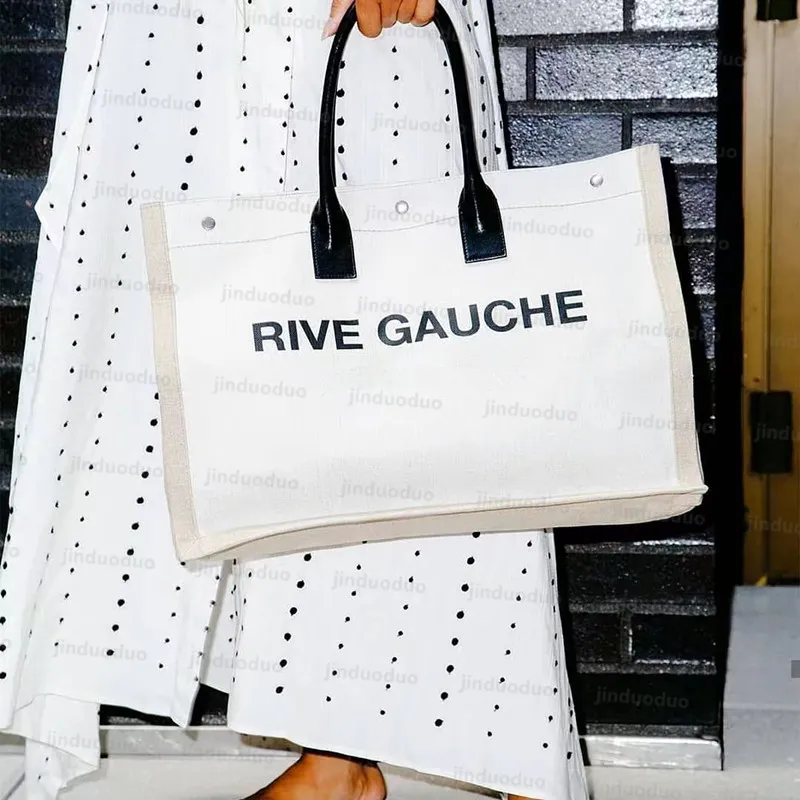 shoppingväska lyxig designer rive gauche kvinnors handväskor grossist totes handväska sommar raffia linne stora strandpåsar stad reser korsbodi axel plånbok plånböcker