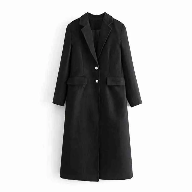New Autumn Winter Black woolen Coat Women's Clothing fashion Women Jacket loose long overcoat female casual wool Coat T220714