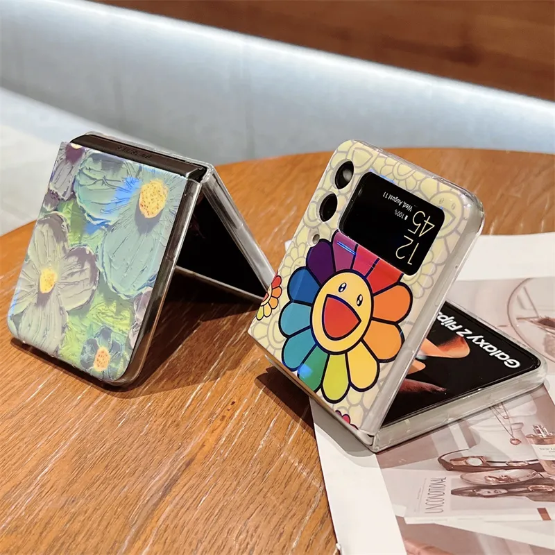 Rainbow Floral Protective Smile Flower Laser Case do Samsung Galaxy Z Flip 3 5G