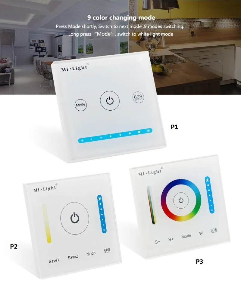 Remsor LED MI Light RGBW Dimning Panel/ Color Temperatur CCT Touch Switch Panel Controllered