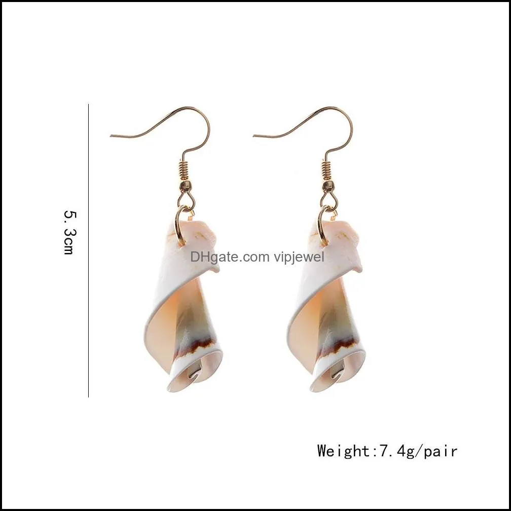 2020 new fashion bohemian natural shell hoop earrings ear drop for women summer beach dangle earrings copper hook earring jewelry gift
