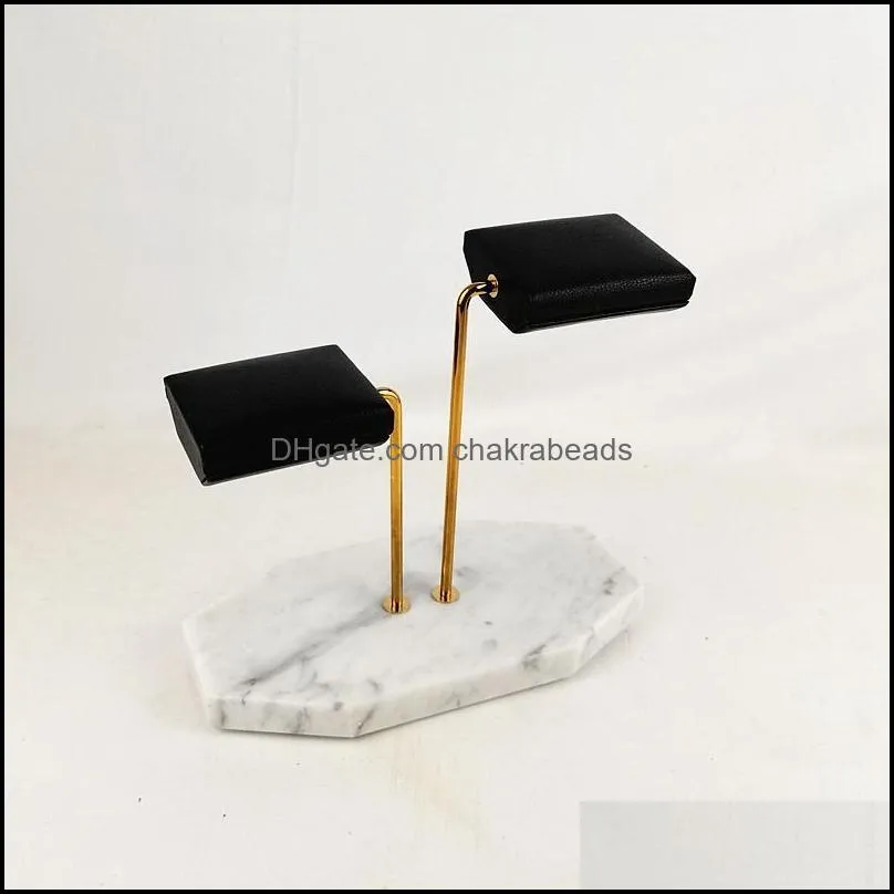 jewelry pouches, bags uclio marble base gold support rod watch stand display pu leather double storage rack