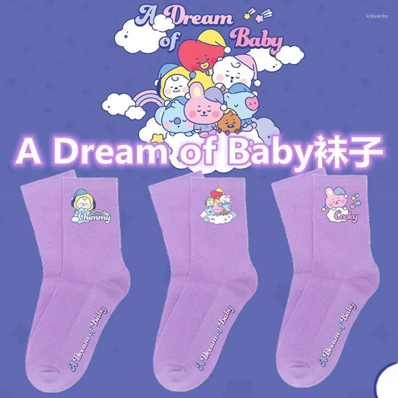 Pinos broches sonham com desenho animado de bebê bete série de algodão meias roxas meias de outono e inverno estudantes homens mulherpins kirk22
