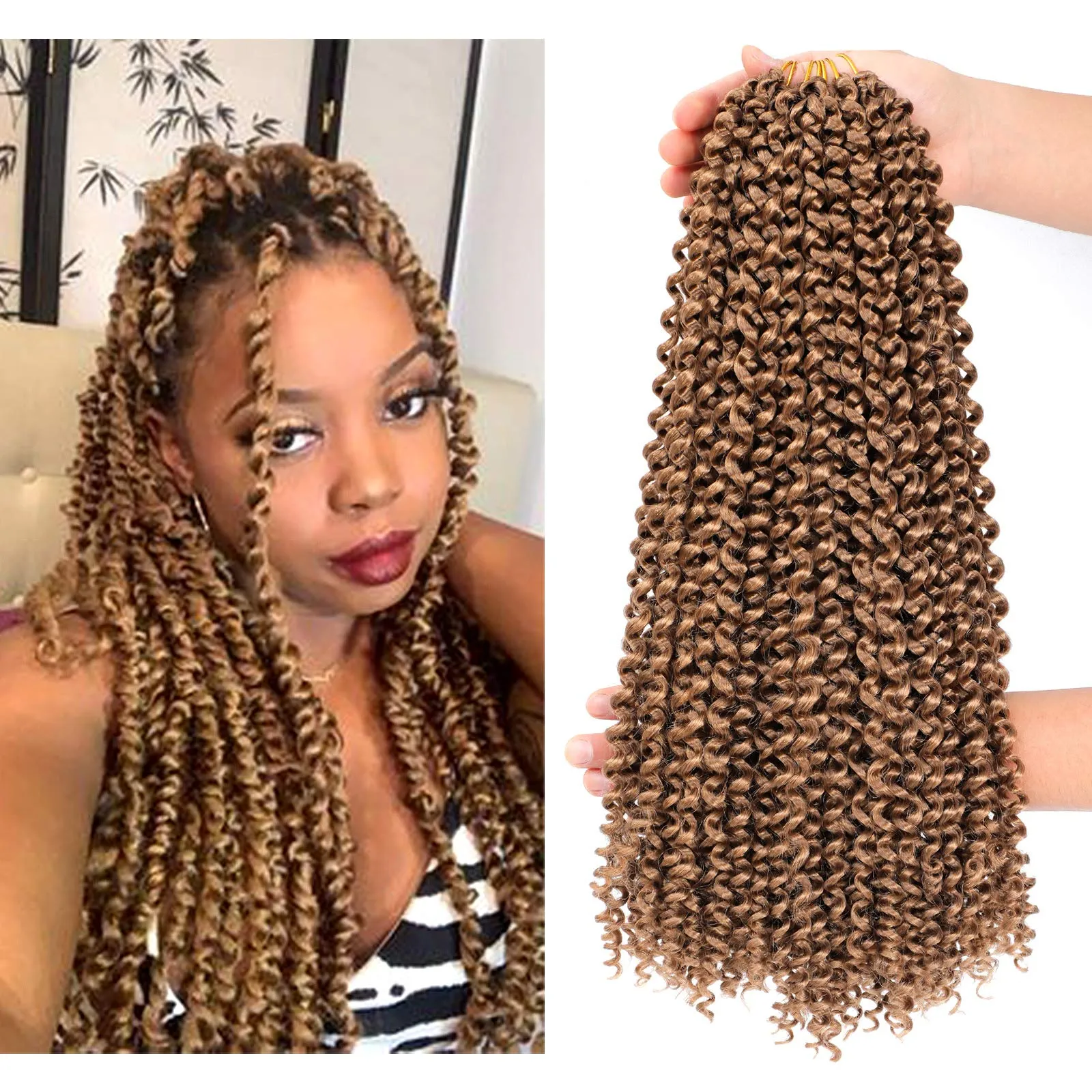 Passion Twist Crochet Hair Synthetic 18 Inch Water Wave 22 ROOT/PCS African Flaiding for Goddess Locs Extensions LS06