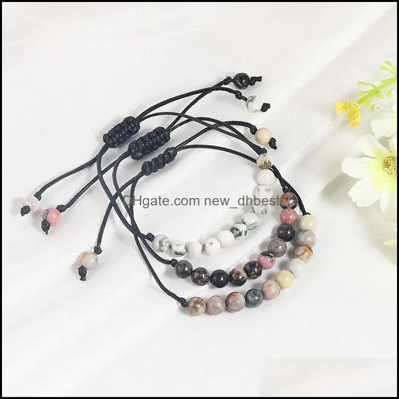 2020 Natural Stone Bead Bracelet for Women Men Handmade Adjustable Multi Color Beads Braided Wax Rope Bracelets Jewelry Gifts