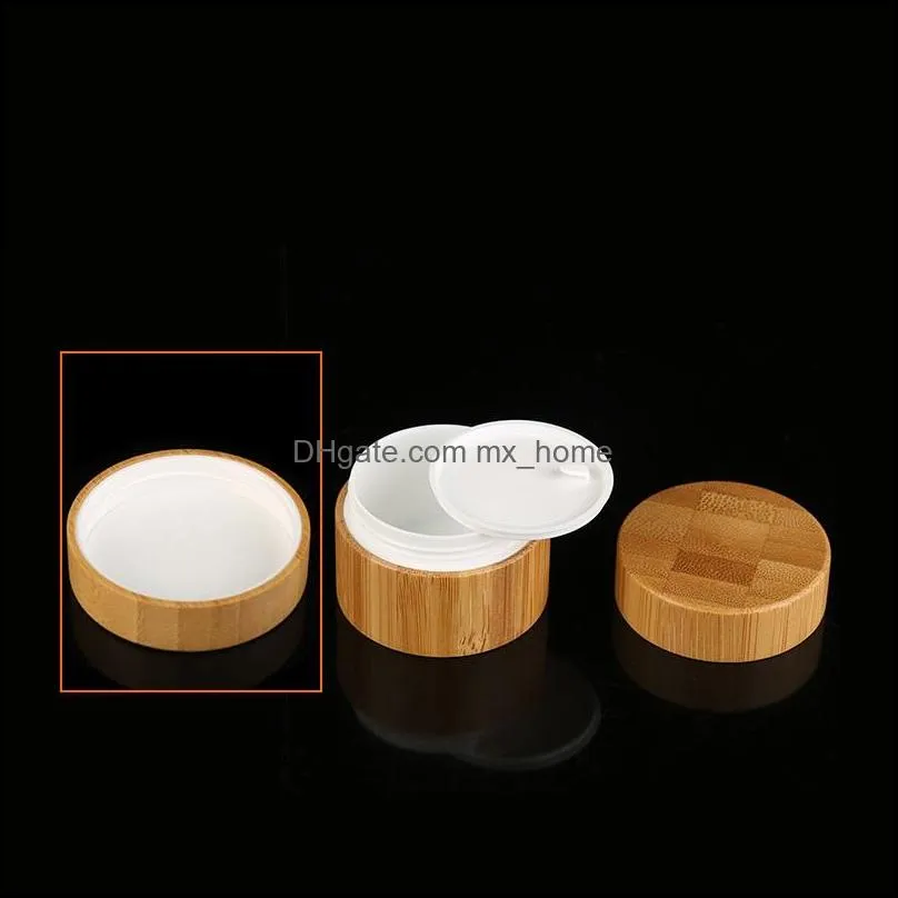 Full Bamboo Cosmetic Cream Jars Round Bottles with White inner PP Jar and Cover Used for Face Hand Body Cream 15g to 100g