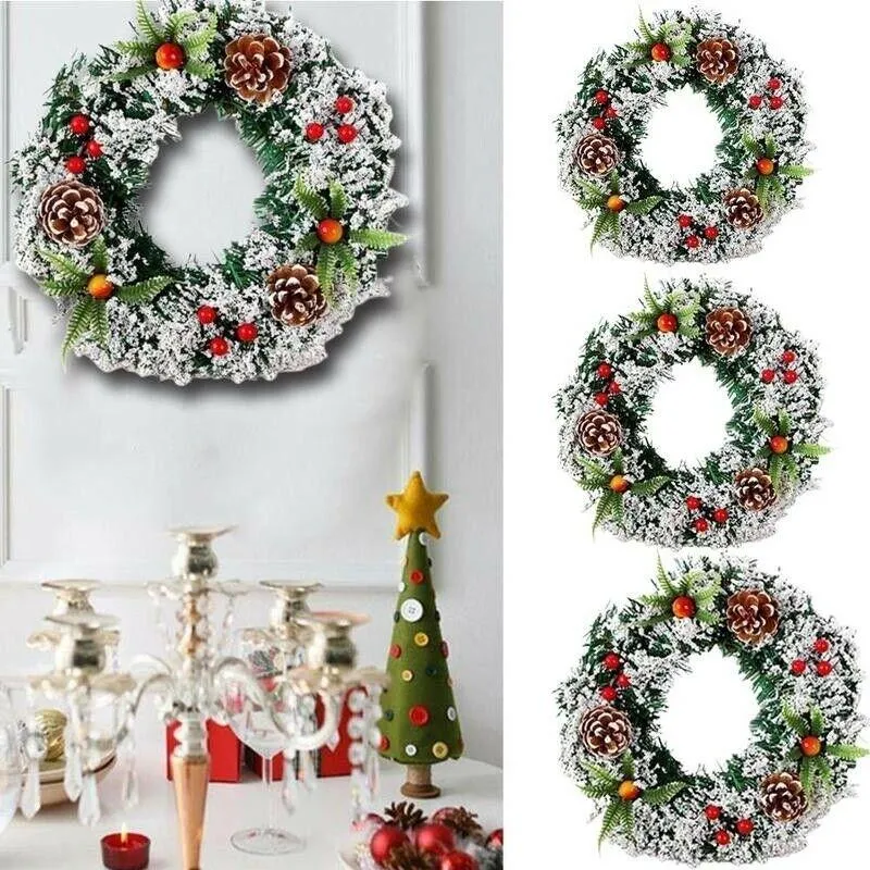 Decorative Flowers & Wreaths Christmas Wreath With Artificial Pine Cones Berries And Holiday Front Door Wall Hanging Decoration Party Decor
