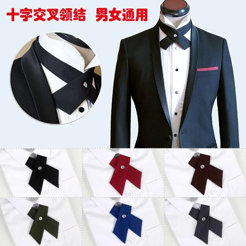 Cross Bow Ties For Men Women Solid Business Casual Tie Formal Dress Wedding Metal Collar Bowtie Butterfly