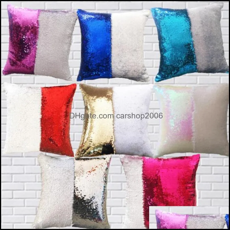 Caixa de travesseiro suprimentos de cama Têxteis domésticos Garden LL Sereia de seleção ER Magical Glitter Throw Dhz7V