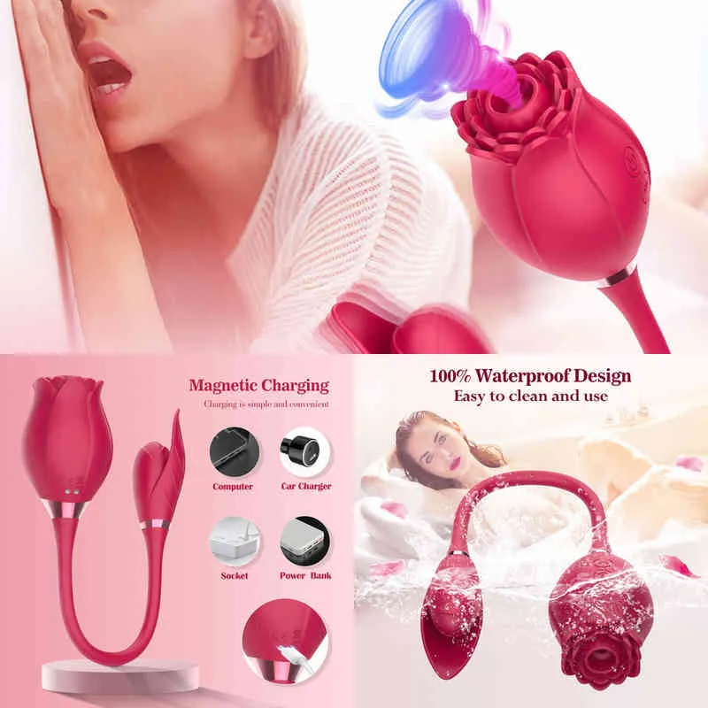 Nxy Vibratoren Rose Klitoris-Sauger für Frauen, leistungsstarker Klitoris-Stimulator, Vakuum-Saugen, weibliche Liebe, vibrierendes Ei, Sexspielzeug für Erwachsene, 18 220505