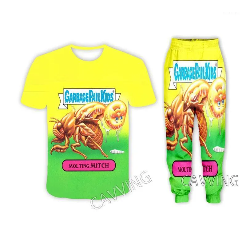 남성용 Tracksuits 쓰레기통 키즈 3D 인쇄 캐주얼 티셔츠 + 바지 조깅 바지 정장 의류 여성 / 남자 세트 K01
