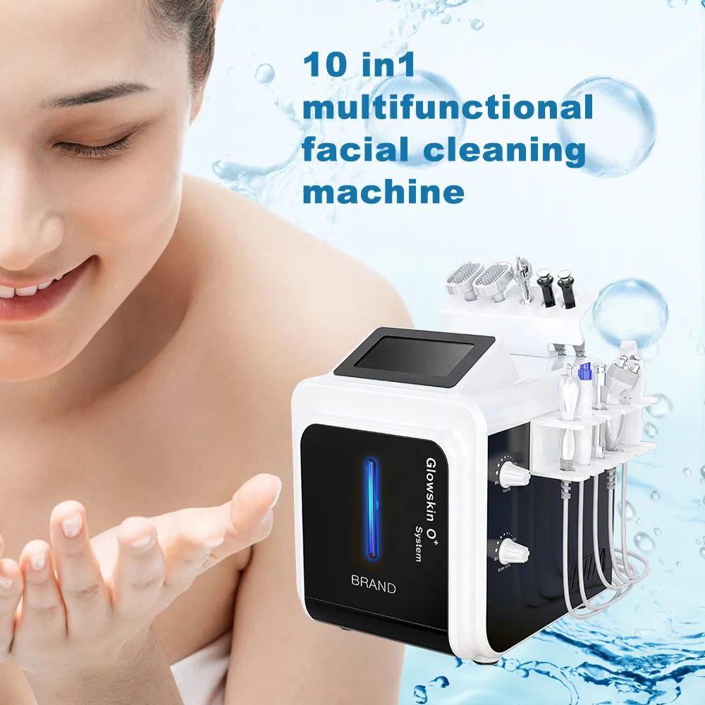 Multifuncional 10 en 1 Microdermabrasion Oxygen Peel Jet Hydro Water Therapy Limpieza facial Blanqueamiento Rejuvenecimiento de la piel Máquina de estiramiento facial para uso comercial