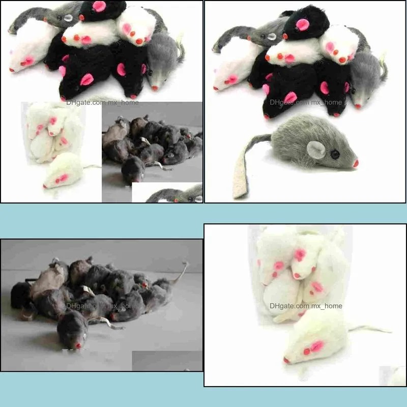 real rabbit fur mouse for cat toys mouse with sound high quality 1pc mix color