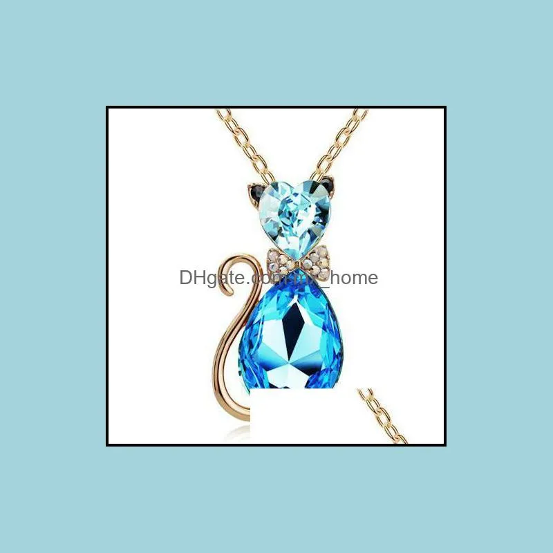 13 color girl jewelry birthday gift cute bow cat kit necklace short paragraph crystal accessories YP072 Arts and Crafts pendant with