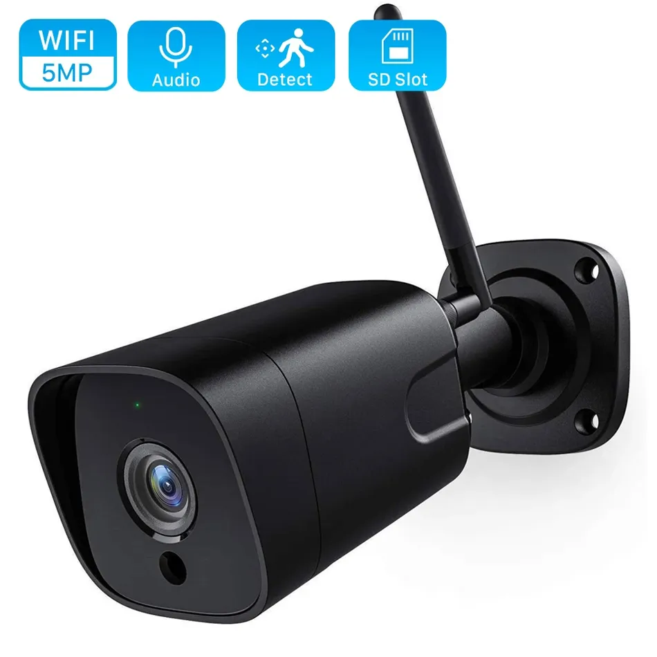 5MP trådlös IP -kamera utomhus 1080p 2MP AI Human Detect CCTV Security Camera Tvåväg Audio IR Night Vision Bullet WiFi Cameras