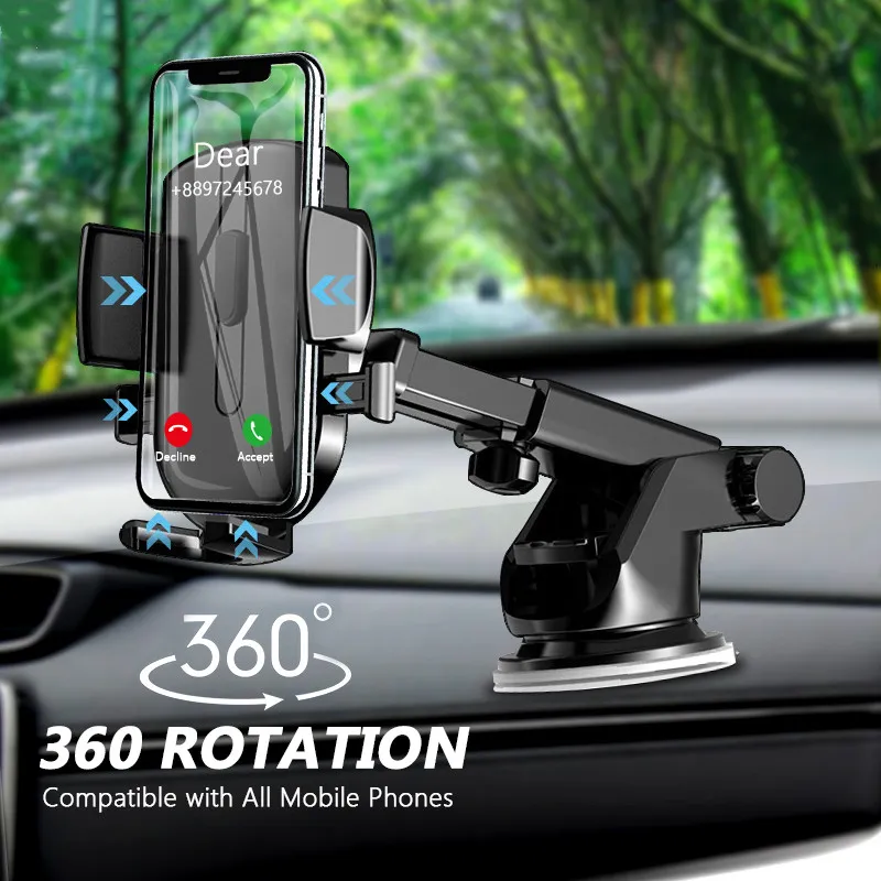 حامل هاتف Sucker Car Mount Stand GPS Mobile Cell Support لـ iPhone 15 14 13 12 11 Pro Max x 7 8 Xiaomi Huawei Samsung
