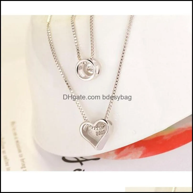 chains anenjery 925 sterling silver necklace double layer chain zircon heart pendants necklaces for women kolye choker s-n1571